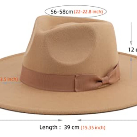 Wide Brim Fedora Hat Elegant Classic Chic Adjustable Strap Polyester Wool Blend main image 4